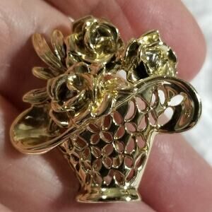 Vintage A.J.C brooch basket roses 1 7/8"x 1 1/4"  1.1897